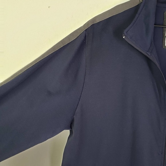 Roots Canada Full Zip Knit Sweatshirt Jacket Men's L Navy Blue Grey Embroidered - Picture 5 of 10